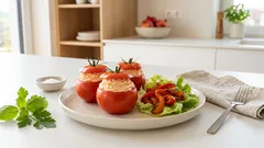 Plnené paradajky s krémom z pečenej papriky a ricotty – ľahká letná večera
